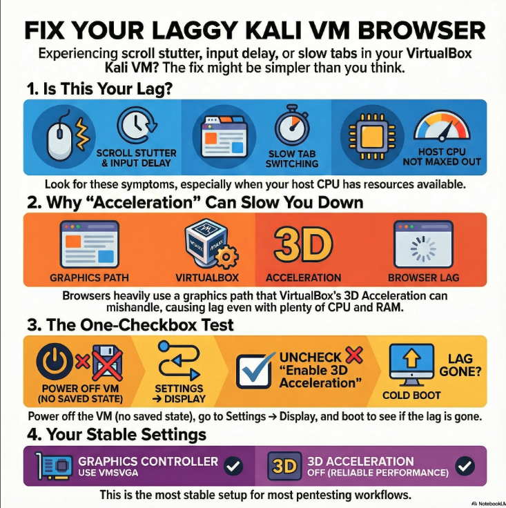 VirtualBox Kali 3D Acceleration lag