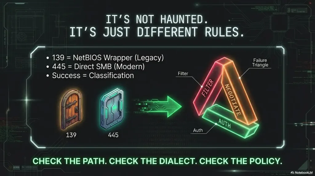 SMB null session port 139 vs 445