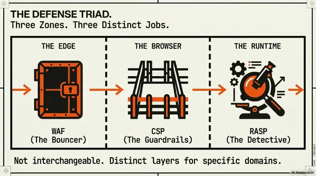 WAF vs RASP vs CSP for startups